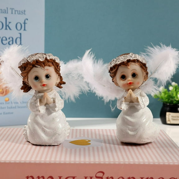 2 Wise Angel Statue Set - Hear No Evil See No Evil Speak No Evil - Resin Angel Figurines for Office and Home Decor - Christmas Memorable Gift