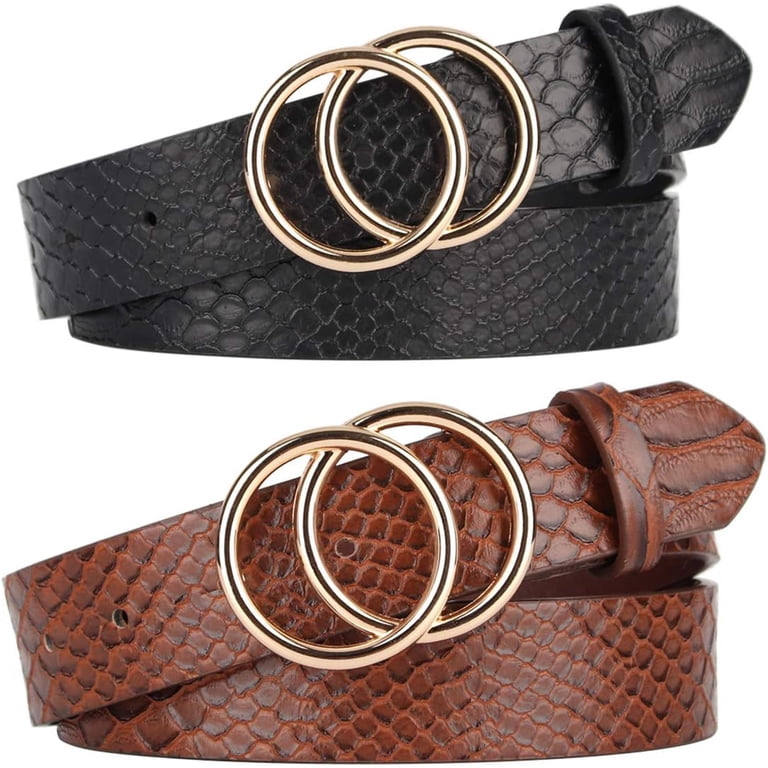 2 Women Belts for Jeans with Fashion Double O-Ring Buckle  display picture 1