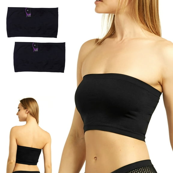 2 Women Seamless Strapless Bra Bandeau Fit Fashion Tube Top Sport Bra Yoga Shirt