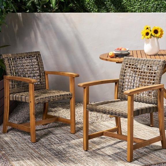 2 Wood And Chairs - Strong Build, Seat, 24.13d X 26.66w 34h Of 2 & , Versatile Weave, Comfortable Seating, 26.66"w 24.13"d 34"h