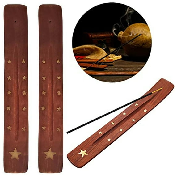 2 Wood Incense Burner Holder Ash Catcher for Sticks Holder Cone 10.2" Gift