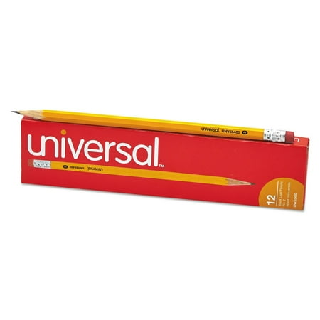 Universal UNV55400 HB #2 Woodcase Pencil - Black Lead/Yellow Barrel (1-Dozen)