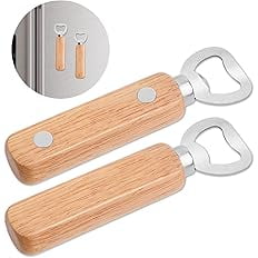 2 Wooden Bottle Openers, Beer Opener Bottle Cap Opener, Portable Bottle Opener with Magnet Beer Bottle Opener, Beer Corkscrew, Attached to the Fridge for Easy Storage