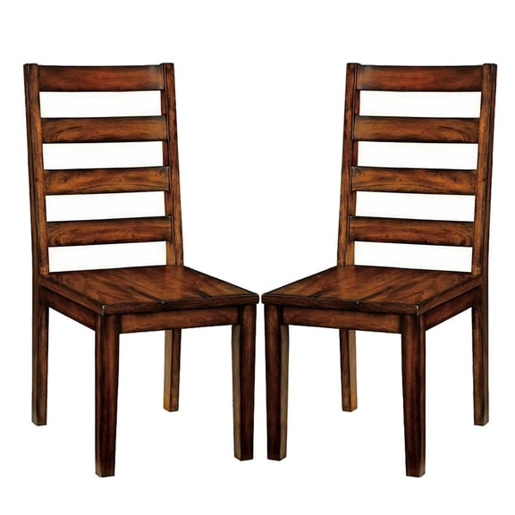 2 Wooden Eating Chairs In Tobacco Oak - Back Design Finish Dining ( Of 2) For Home Decor