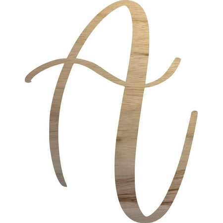2'' Wooden Letter A, Unfinished 1/4'' Cutout, Script Letters, Wood Craft