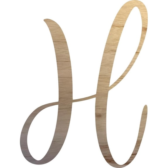 2'' Wooden Letter H, Unfinished 1/4'' Cutout, Script Letters, Wood Craft