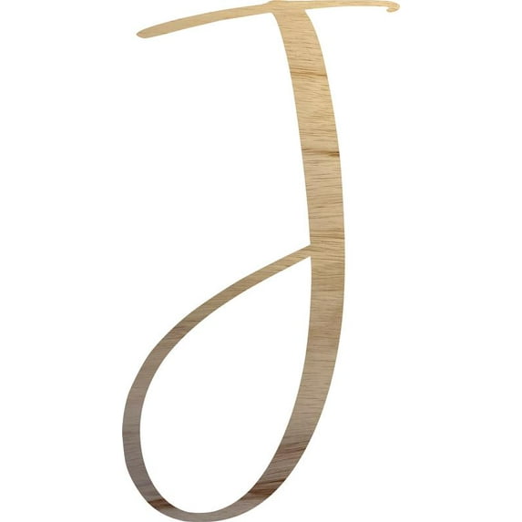 2'' Wooden Letter J, Unfinished 1/4'' Cutout, Script Letters, Wood Craft