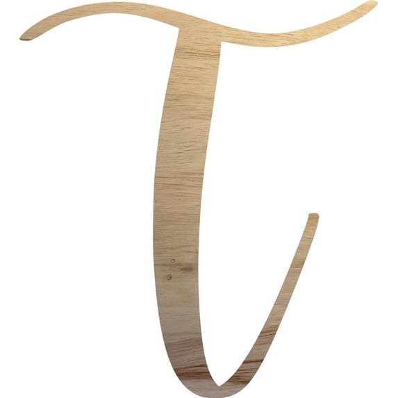 2'' Wooden Letter T, Unfinished 1/4'' Cutout, Script Letters, Wood Craft