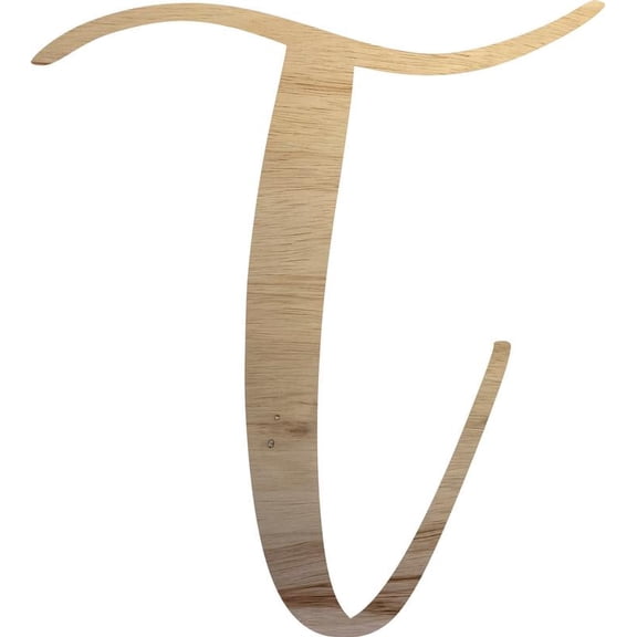 2'' Wooden Letter T, Unfinished 1/4'' Cutout, Script Letters, Wood Craft