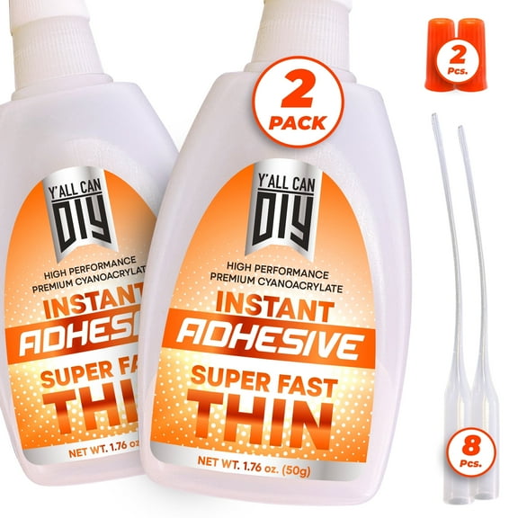 Cyanoacrylate Glue, Thin, Fast Drying, Instant, 1.76 Oz (50g), 2 Pack