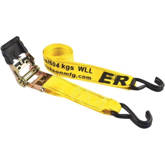 Erickson Ratchet Tie-Down Strap - 1330 Lb, J-Hooks - 2 Pack, 2 In x 10 Ft, Multicolor