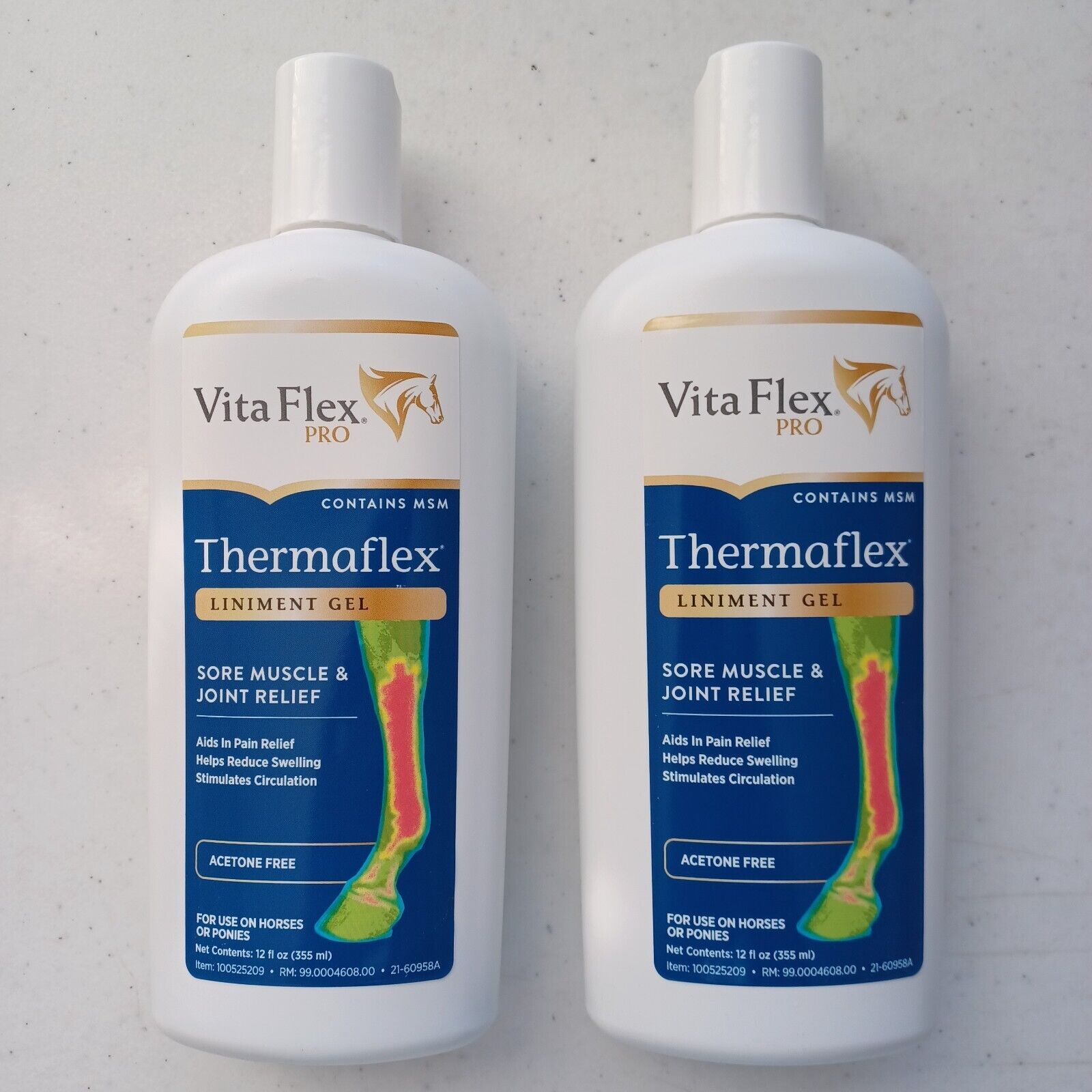 2 X 12 Oz THERMAFLEX VETERINARY LINIMENT GEL W MSM ABSORBINE muscle joint relief