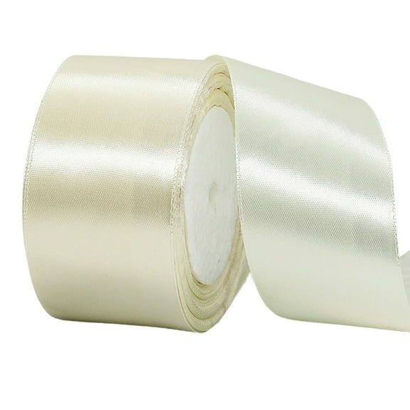 2" X 25 Yards Large Ribbon,Wide Ribbon For Gift Wrapping,Satin Ribbon,Thick Ribbon For Gift Wrapping,Rinbow Ribbons,Crafts,Hair Bows,Wedding Party Decor,Flower Bouquet,Beige