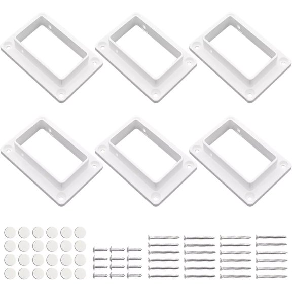 2 X 3.5 White Vinyl Fence Brackets, Slotted Handrail Bracket Kit with Screws f