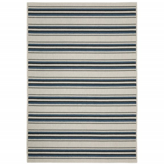 2' X 3' Beige Geometric Stain Resistant Indoor Outdoor Area Rug - 6' x 7'