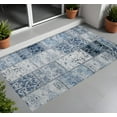thumbnail image 1 of 2' X 3' Denim Blue Patchwork Washable Non Skid Indoor Outdoor Area Rug, 1 of 3