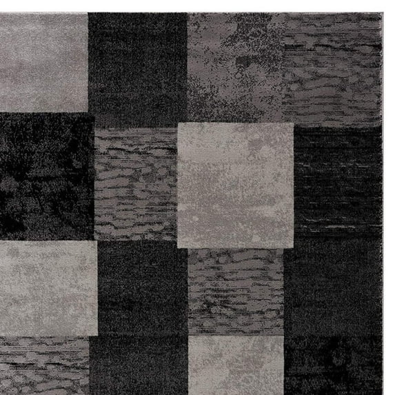 2' X 3' Gray and Black Geometric Washable Non Skid Area Rug