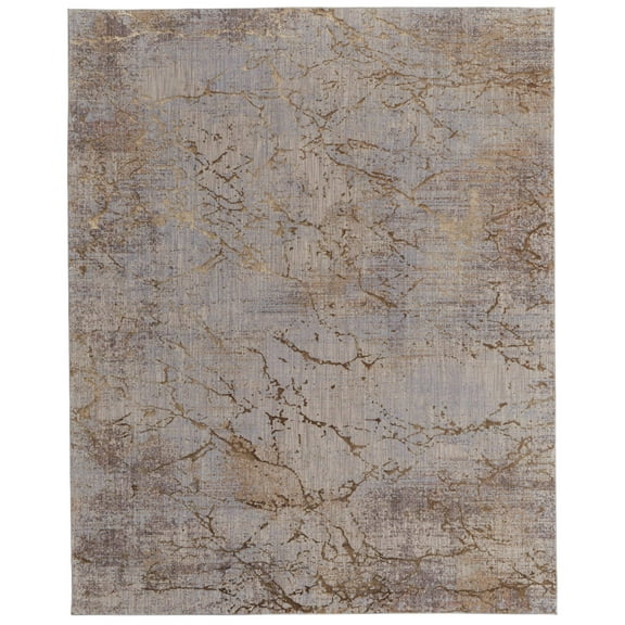 2' X 3' Tan Brown and Taupe Abstract Power Loom Area Rug