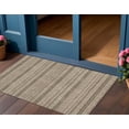 thumbnail image 1 of 2' X 3' Taupe Striped Washable Non Skid Indoor Outdoor Area Rug, 1 of 3