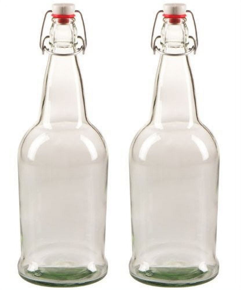 32 oz Clear Glass Bottles with Air Tight Lids,Easy Cap Bottles for Beer and  Home Brewing,Glass Kombucha Bottles with Stoppers,Swing Top Bottles for  Beverages 8 Pack …