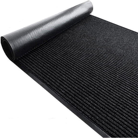 2' X 4' Commercial Grade Door Floor Mat Brush Step Entrance Mat Vinyl Backed Utility Doormat Heavy Duty Floor Mat Commercial Outdoor Carpet Indoor Entrance Rugs,Black