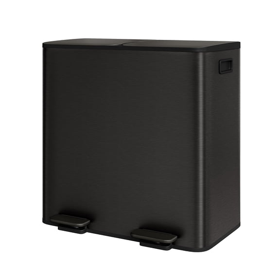 2 X 40L Gallon Soft-Close, Smudge Resistant Trash Can Large Dual Trash and Recycle Bin Combo, Step-on Kitchen Metal Garbage Cans, Black Stainless Steel Trashcan Smart Sensor Wastebasket