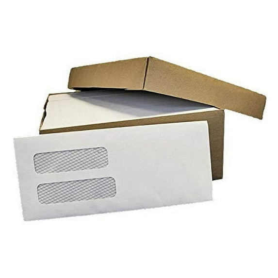 2 X 500 #10 Double Window Envelopes - Regular Gummed, White Security Envelopes - 4" 1/8 X 9" 1/2