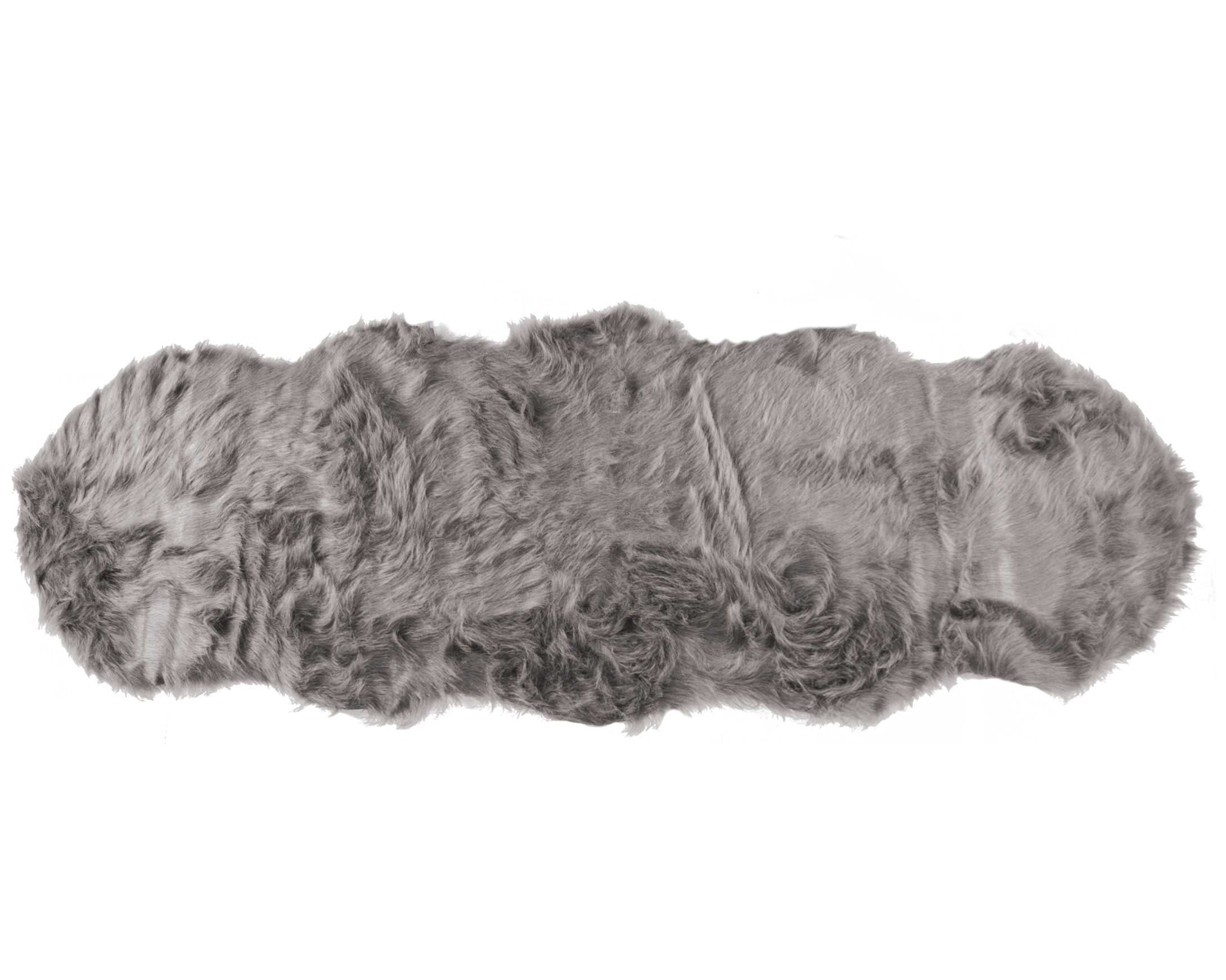 72" Gray Tufted Synthetic Sheepskin Fur Rug