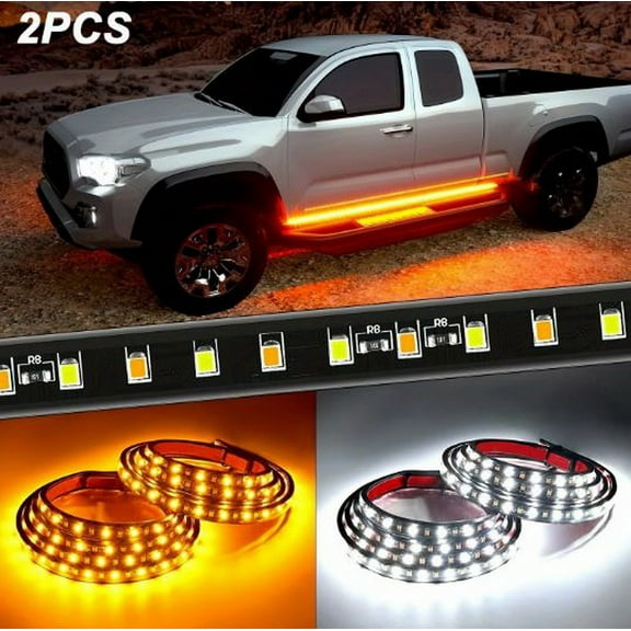 2 X 60" Running Board LED Light Side Step Strip Bar White Amber Truck LED97
