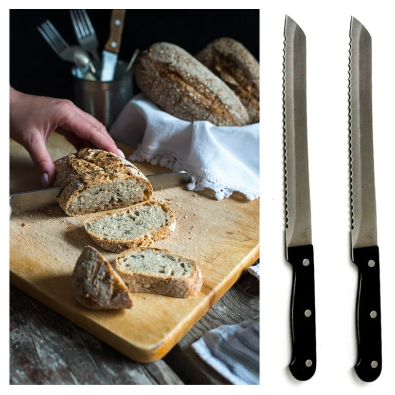 2 x 8 inch Bread Knife Sharp Stainless Steel Serrated Edges Blade Loaf Slicer