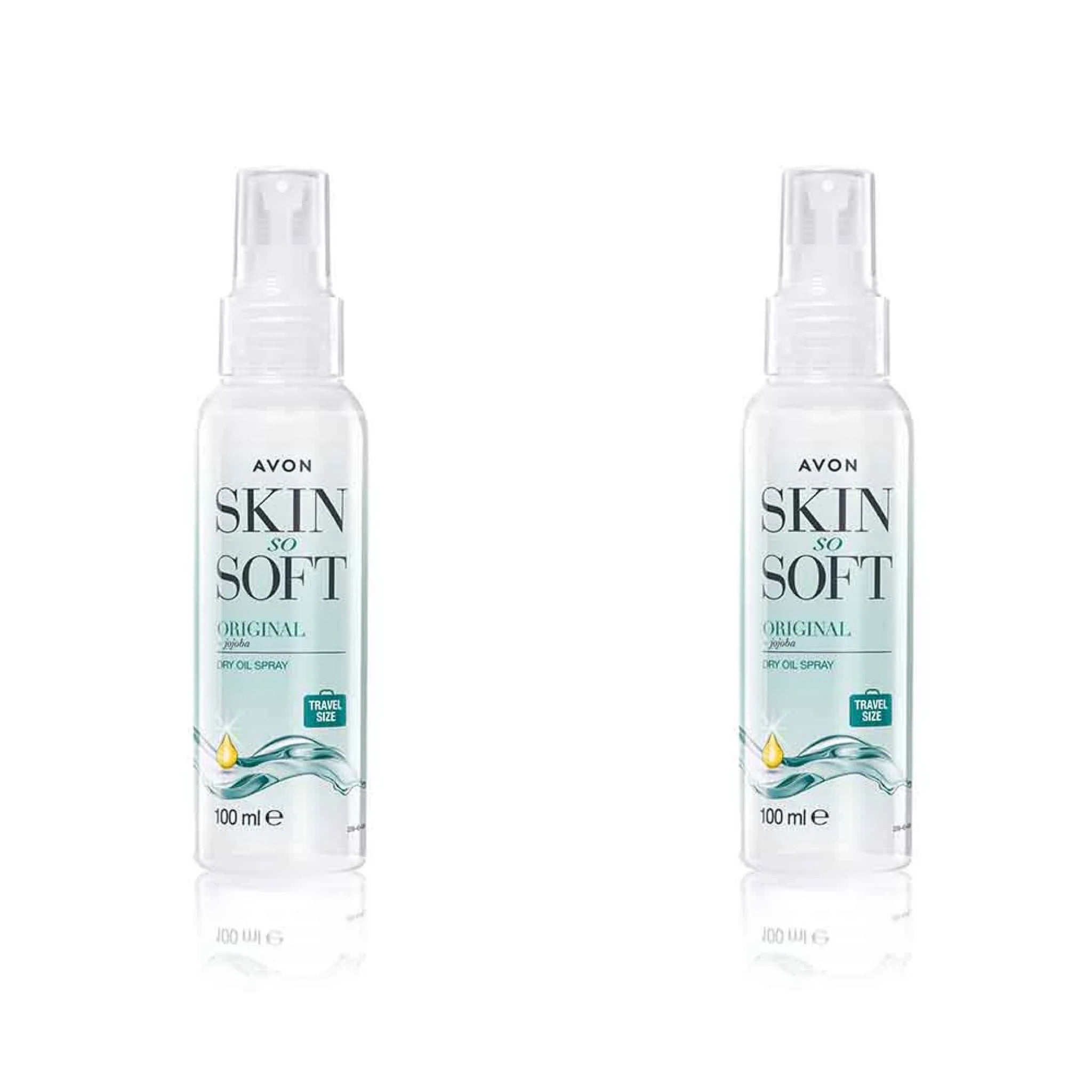 2 X Bottles Avon Skin So Soft Original Dry Oil Spray Travel Size 3.38 fl oz -100 ml each