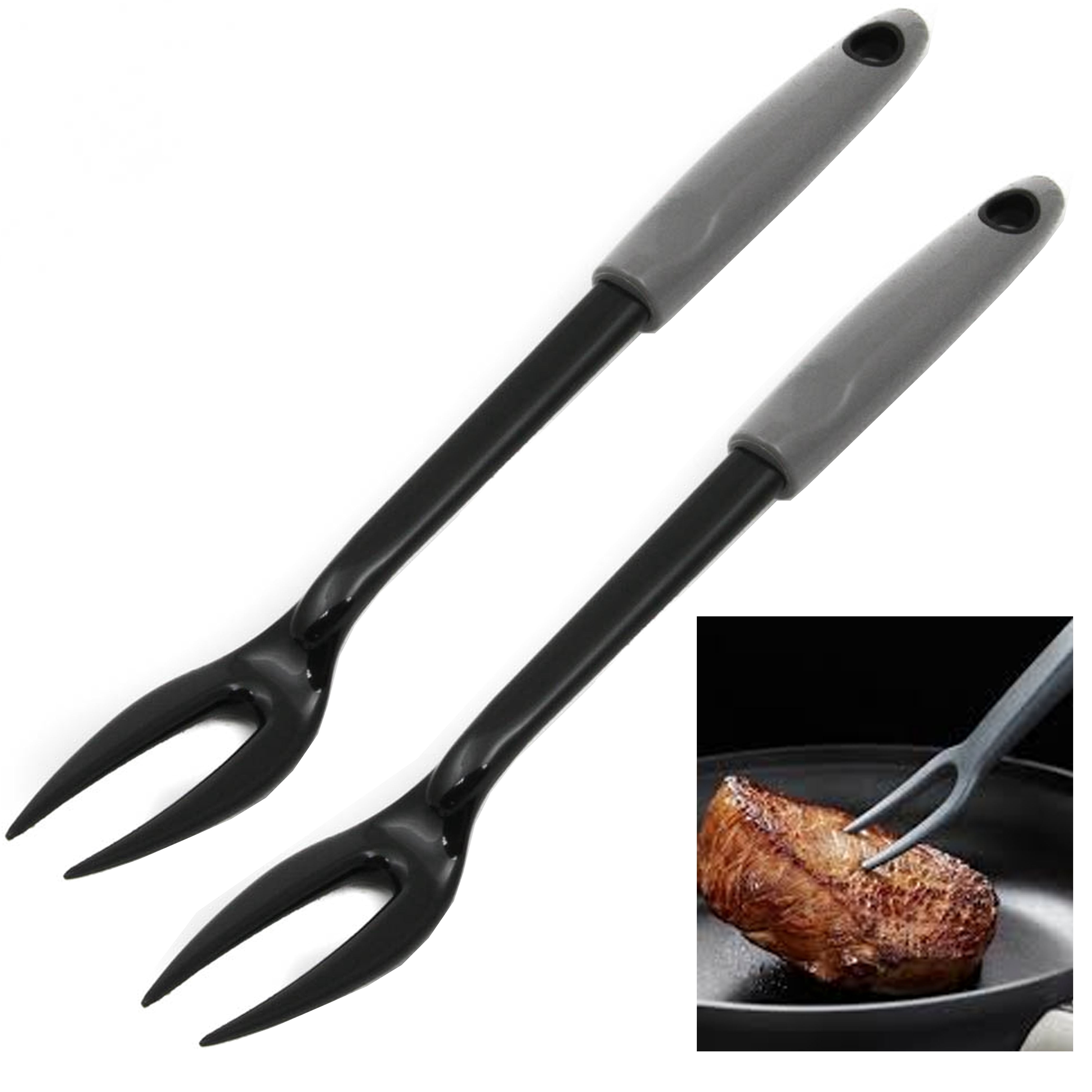 Two Line Fork AllTopBargains Nylon Fork 2 Prong Meat Serving Utensil 12.75 inches ...