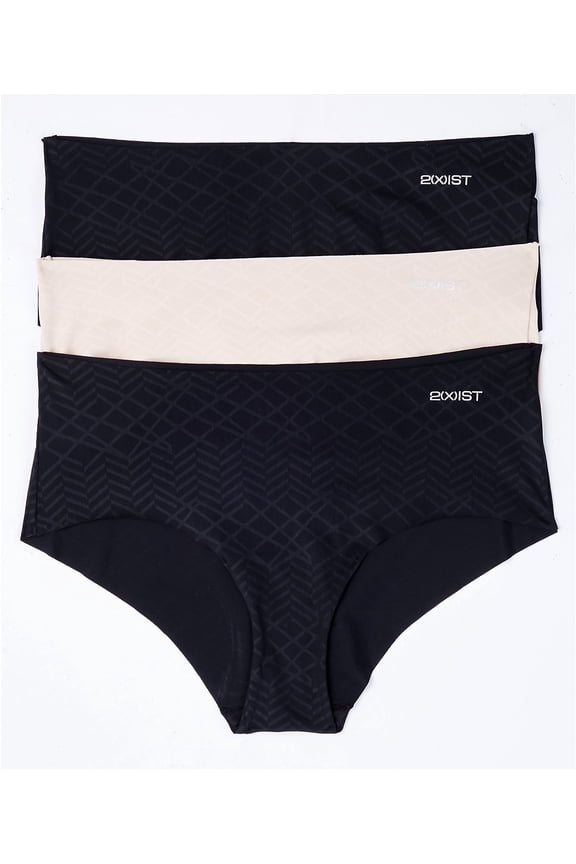 Black/Nude/Black Microfiber Laser Cut Hipster 3-Pack, US Small, NWOT