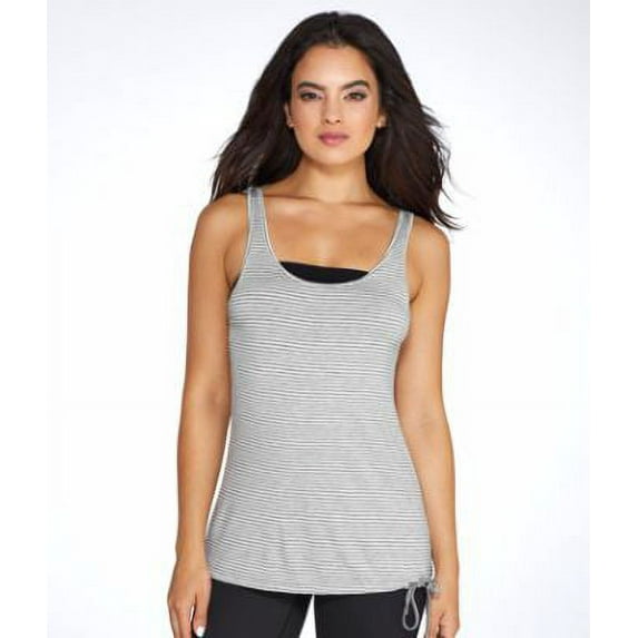 2(X)IST Low Back Modal Tank Striped in Grey Heather, Small