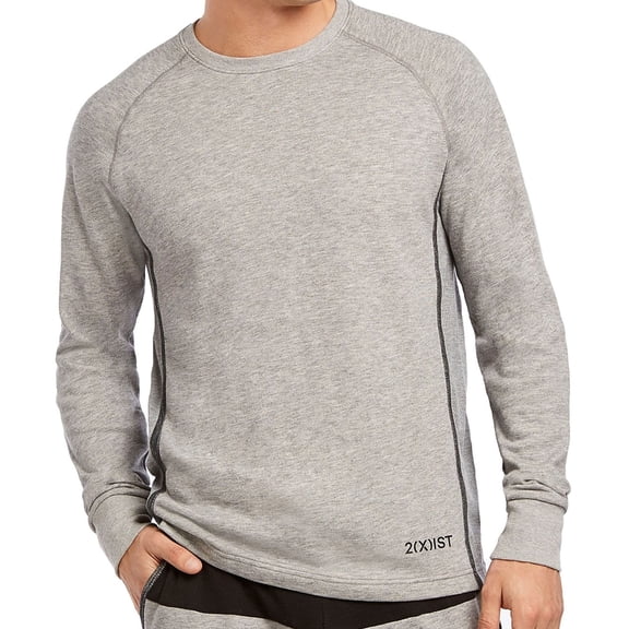 2(X)IST Mens Mesh Lounge Crewneck Sweatshirt, Grey, Medium