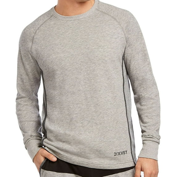 2(X)IST Mens Mesh Lounge Crewneck Sweatshirt, Grey, Medium
