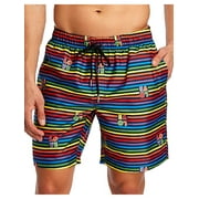 2XIST Mens Navy Expandable Waist Printed Stretch Swim Trunks M