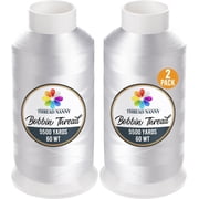 2 X-Large Cones Embroidery Bobbin Thread 5500 Yards Each 60wt for Embroidery/Sewing Machine Lintfree