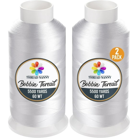 2 X-Large Cones Embroidery Bobbin Thread 5500 Yards Each 60wt for Embroidery/Sewing Machine Lintfree