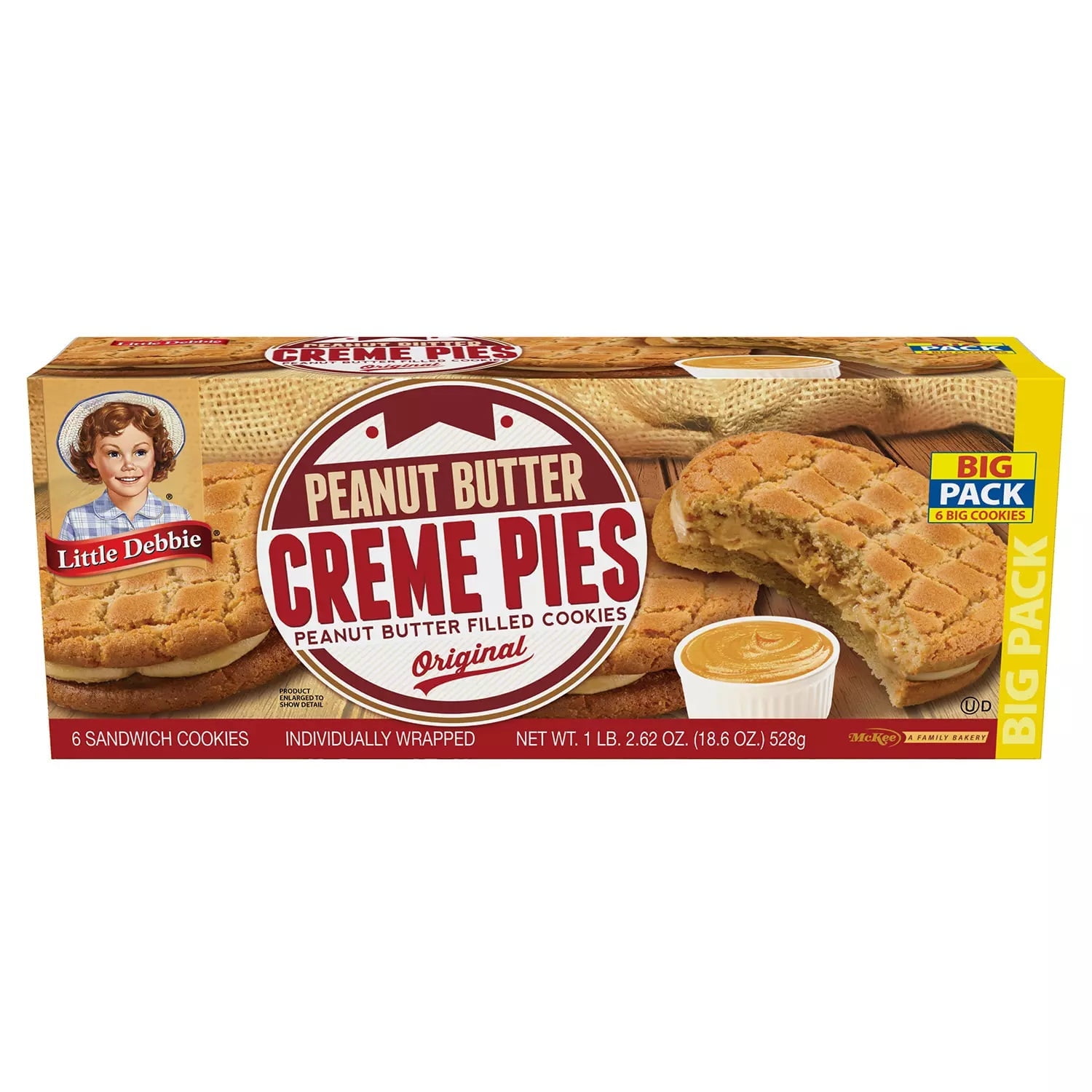 2 X - Little Debbie Big Pack Peanut Butter Creme Pies, 18.6 oz
