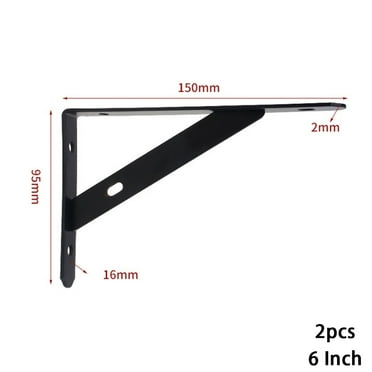 2 X Metal Shelf Bracket L Shape Thickened Corner Brace Shelf Right Angle Bracket 6/8/Inch Furniture Black 6inch