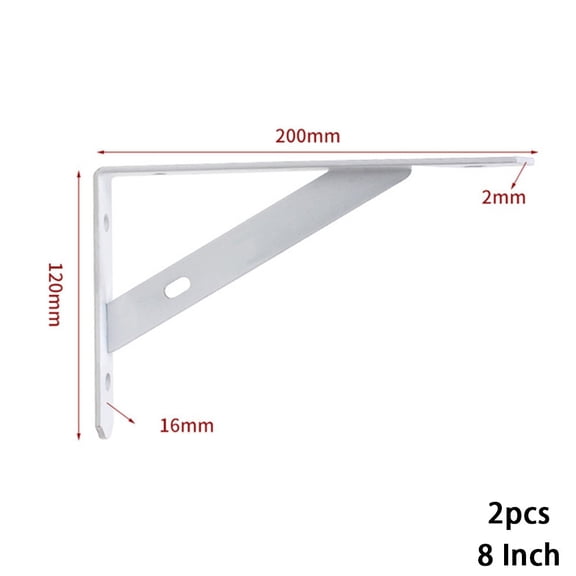 2 X Metal Shelf Bracket L Shape Thickened Corner Brace Shelf Right Angle Bracket White 6Inch