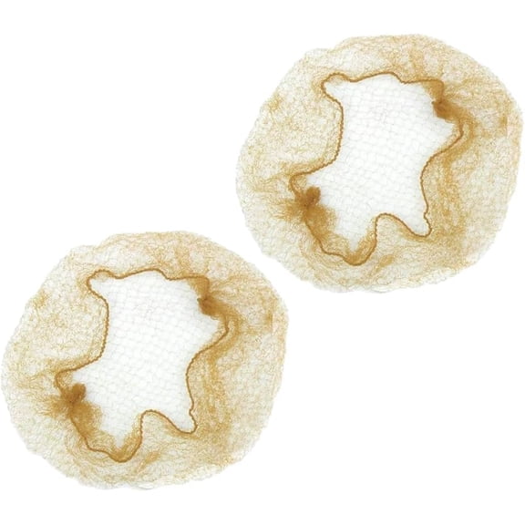 2 X Nylon Sleep-in Hair Nets With Elastic Edge - Stretch To Fit, Hair Nets For Buns And Sleeping In, Suitable For Cooks, Dancers, Laboratory & More (Brown)