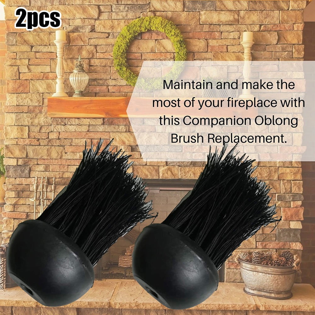 2 x Replacement Round Companion Set Hearth fireplace Brush Head Refills