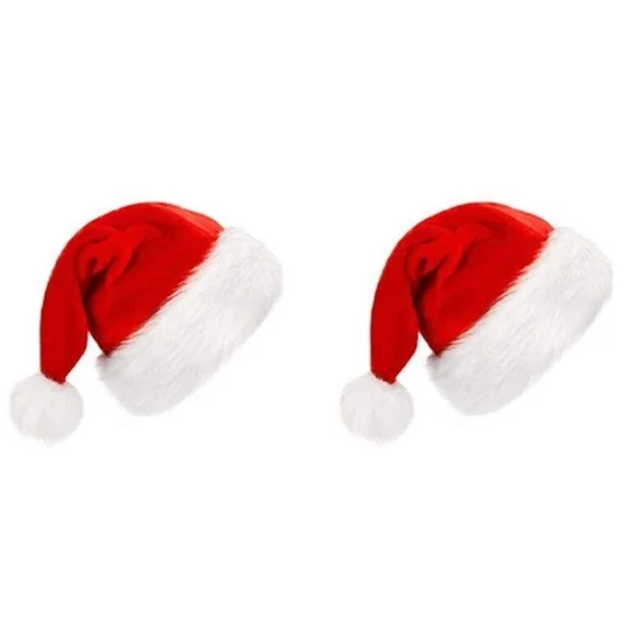 2 X Santa Hat Father Christmas Hat Fancy Dress Costume Accessory Xmas Party