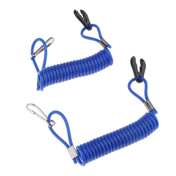 2 X Universal Engine Motor Lanyard Kill Stop Switch Tether Lanyard For Outboard Motors ATV Bike - Blue