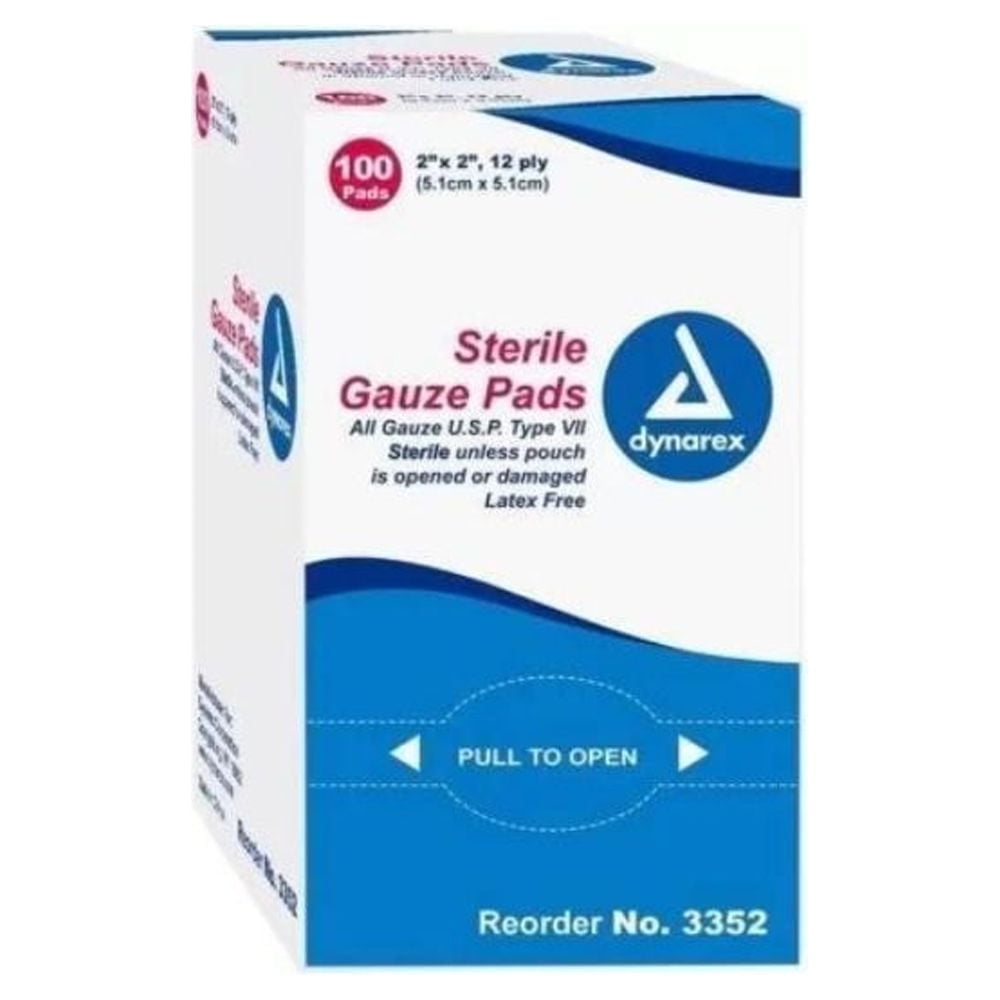 2"X2" Gauze Pads Cotton Latex-Free Sterile - 12 ply - 100 Pads/Box (10 Boxes) (MS-42120)