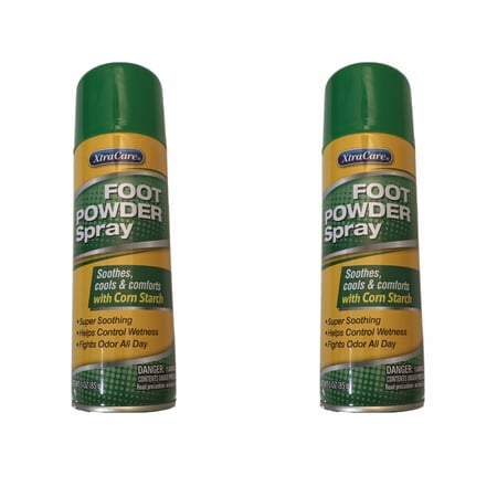 2 XtraCare Foot Powder Spray With Corn Starch Odor Control Soothing Wetness Control 3 oz Each