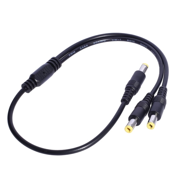 2 Y Power Cable 5.5x2.5mm Connectors, 1 Male to 2 Male Power Extension Wire for Security Cameras and Monitors