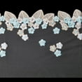 thumbnail image 1 of 2 Yard 20cm Width Floral Embroidery Lace Trim Metallic Embroidered Leaf Edge Mesh Lace Fabric Edging Trimming for DIY DIY Sewing Crafts Clothing Dress Curtain Embellishments Light Sky Blue, 1 of 6